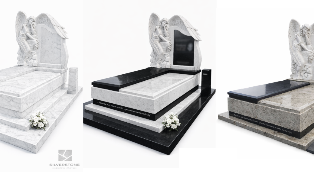 nagrobek grobowiec z granitu z rzeźba anioła w Zielonej Górze - realizacja Silverstone
