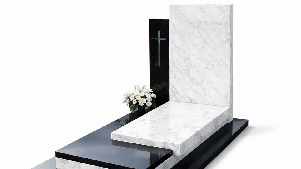 Nagrobek z granitu białego i czarnego w Zielonej Górze