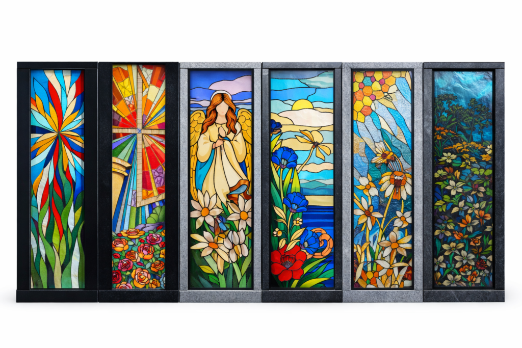 pomnik z witrażem z granitu w Zielonej Górze realizacja silverstone